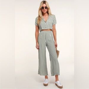Faithfull The Brand Almeria Stripe Print Wide-Leg Pants, Size XS